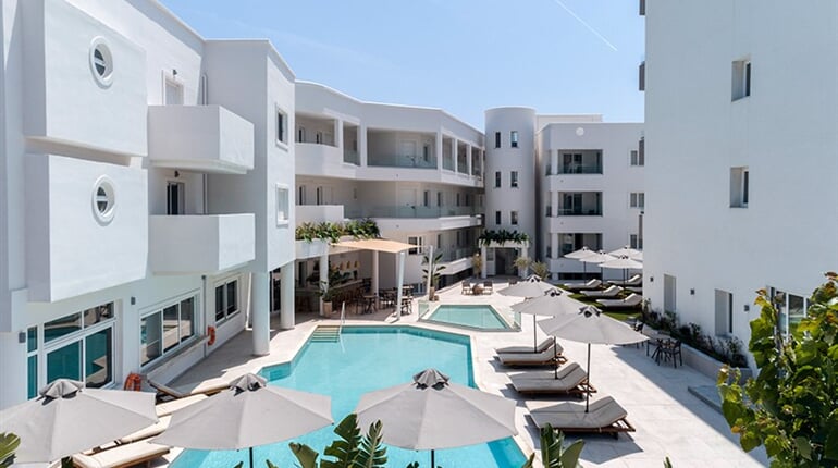 Aparthotel Anastasia - město Kos: fotografie vybavení exteriérů a interiérů ubytování.