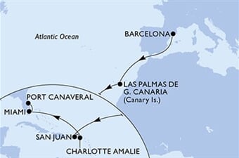 MSC Grandiosa - Španělsko, Portoriko, Panenské o. (americké), USA (z Barcelony)