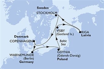 MSC Magnifica - Německo, Polsko, Švédsko, Lotyšsko, Dánsko (Warnemünde)