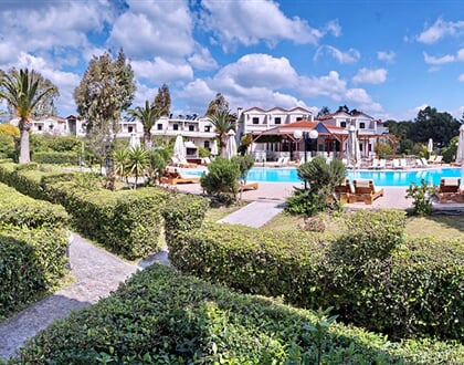 Hotel Pasiphae - Lesbos: fotografie vybavení exteriérů a interiérů ubytování.
