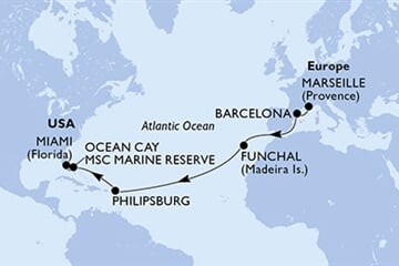 MSC POESIA - Francie, Španělsko, Portugalsko, Nizozemské Antily, Bahamy, ... (z Marseille)