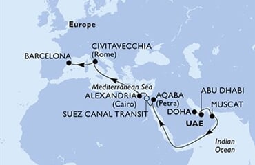 MSC Euribia - Katar, Arabské emiráty, Omán, Jordánsko, Egypt, ... (Dauhá)