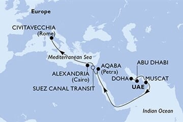 MSC Euribia - Katar, Arabské emiráty, Omán, Jordánsko, Egypt, ... (Dauhá)