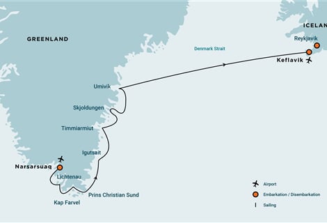 South Greenland Explorer, Aurora Borealis, Incl. flight from Copenhagen to Narsarsuaq (m/v Plancius)