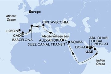 MSC EURIBIA - Egyesült Arab Emirátusok, Katar, Omán, Jordánia, Egyiptom, ... (a Dubaj-ból)