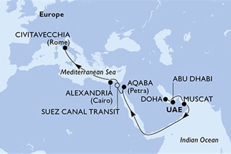 MSC EURIBIA - Katar, Egyesült Arab Emirátusok, Omán, Jordánia, Egyiptom, ... (a Doha-ból)