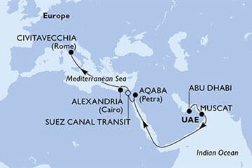 MSC EURIBIA - Egyesült Arab Emirátusok, Omán, Jordánia, Egyiptom, Olaszország (az Abu-Dzabi-ből)