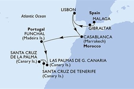 MSC MUSICA - Spanyolország, Gibraltár, Portúgalia, Marokkó (a Málaga-ból)