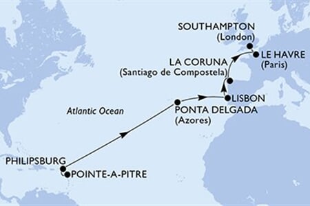 MSC VIRTUOSA - Guadeloupe, Holland Antillák, Portúgalia, Spanyolország, Franciaország, ... (a Pointe-a-Pitre-ből)