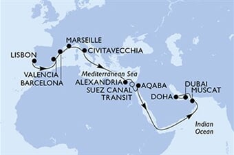 MSC Euribia - Portugalsko, Španělsko, Francie, Itálie, Egypt, ... (z Lisabonu)