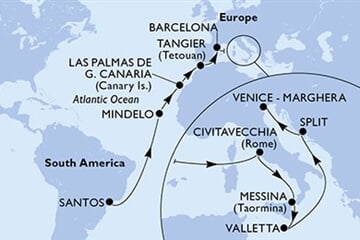 MSC ARMONIA - Brazília, Zöld-Fok, Spanyolország, Marokkó, Olaszország, ... (a Santos-ból)