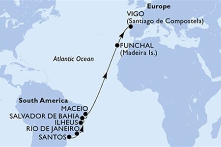 MSC PREZIOSA - Brazília, Portúgalia, Spanyolország (a Santos-ból)