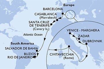 MSC ARMONIA - Itálie, Chorvatsko, Španělsko, Maroko, Brazílie (z Benátek)