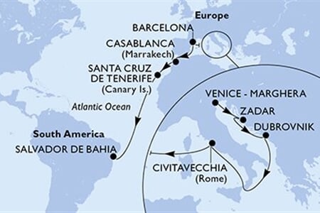 MSC ARMONIA - Itálie, Chorvatsko, Španělsko, Maroko, Brazílie (z Benátek)