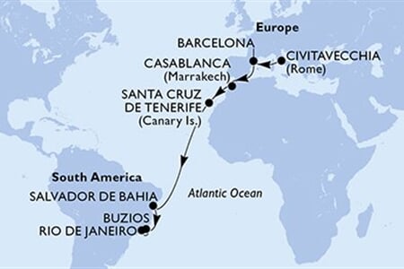MSC ARMONIA - Itálie, Španělsko, Maroko, Brazílie (z Civitavecchie)