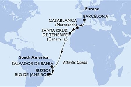 MSC ARMONIA - Španělsko, Maroko, Brazílie (z Barcelony)