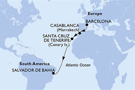MSC ARMONIA - Španělsko, Maroko, Brazílie (z Barcelony)