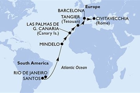 MSC ARMONIA - Brazílie, Kapverdy, Španělsko, Maroko, Itálie (z Rio de Janeira)