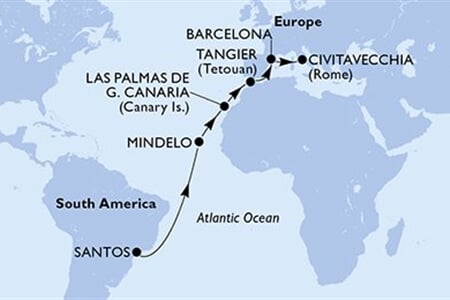 MSC ARMONIA - Brazílie, Kapverdy, Španělsko, Maroko, Itálie (Santos)