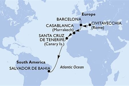 MSC ARMONIA - Itálie, Španělsko, Maroko, Brazílie (z Civitavecchie)
