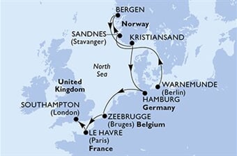 MSC Poesia - Německo, Norsko, Belgie, Francie, Velká Británie (Warnemünde)