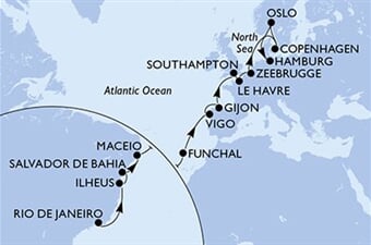 MSC Preziosa - Brazílie, Portugalsko, Španělsko, Velká Británie, Francie, ... (z Rio de Janeira)