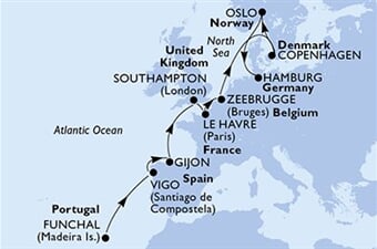 MSC Preziosa - Portugalsko, Španělsko, Velká Británie, Francie, Belgie, ... (Funchal)