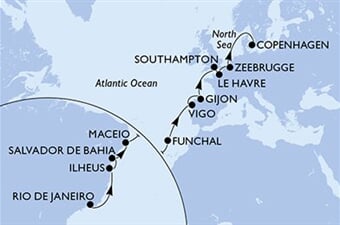 MSC Preziosa - Brazílie, Portugalsko, Španělsko, Velká Británie, Francie, ... (z Rio de Janeira)