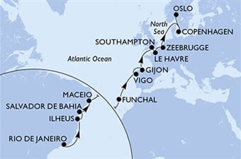 MSC Preziosa - Brazílie, Portugalsko, Španělsko, Velká Británie, Francie, ... (z Rio de Janeira)