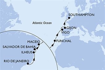 MSC Preziosa - Brazílie, Portugalsko, Španělsko, Velká Británie (z Rio de Janeira)