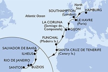 MSC Preziosa - Německo, Velká Británie, Francie, Španělsko, Portugalsko, ... (Hamburk)