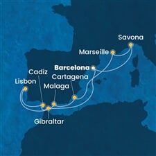 Costa Diadema - Španělsko, Portugalsko, Velká Británie, Francie, Itálie (z Barcelony)
