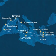 Costa Fascinosa - Itálie, Řecko, Malta, Španělsko, Francie (ze Savony)