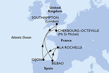 MSC Virtuosa - Velká Británie, Španělsko, Francie (ze Southamptonu)