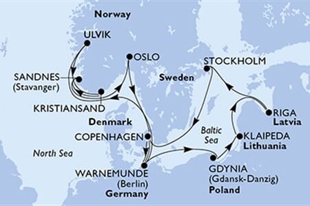 MSC MAGNIFICA - Németország, Norvégia, Dánia, Lengyelország, Litvánia, ... (a Warnemünde-ből)