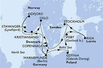 MSC Magnifica - Německo, Polsko, Švédsko, Lotyšsko, Dánsko, ... (Warnemünde)