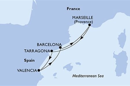 MSC SPLENDIDA - Franciaország, Spanyolország (a Marseille-ből)