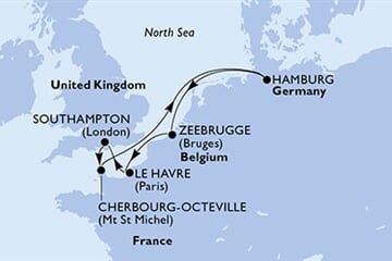 MSC POESIA - Németország, Belgium, Franciaország, Nagy-Britannia (a Hamburg-ból)