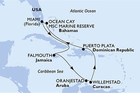 MSC DIVINA - Amerikai Egyesült Államok, Jamaica, Aruba, Dominikai Köztársaság, Bahamaszigetek (a Miami-ből)