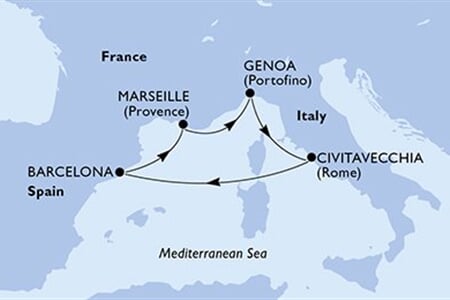 MSC FANTASIA - Olaszország, Spanyolország, Franciaország (a Genova-ből)