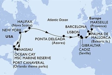 MSC MERAVIGLIA - USA, Bahamy, Kanada, Portugalsko, Španělsko, ... (z New Yorku)