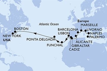 MSC MERAVIGLIA - Olaszország, Franciaország, Spanyolország, Gibraltár, Portúgalia, ... (a Palermo-ből)