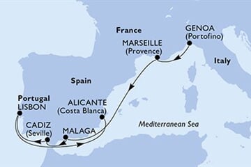 MSC OPERA - Olaszország, Franciaország, Spanyolország, Portúgalia (a Genova-ből)