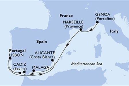 MSC OPERA - Olaszország, Franciaország, Spanyolország, Portúgalia (a Genova-ből)