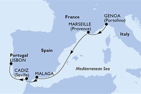 MSC OPERA - Olaszország, Franciaország, Spanyolország, Portúgalia (a Genova-ből)