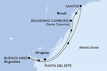 MSC PREZIOSA - Brazílie, Uruguay, Argentina (Santos)