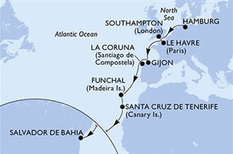 MSC Preziosa - Německo, Velká Británie, Francie, Španělsko, Portugalsko, ... (Hamburk)