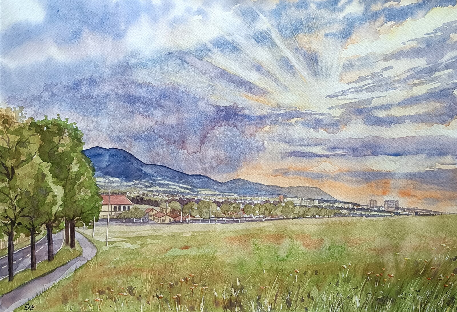 Blažena Niemcová : Vendryně, nad školou, 50 × 70 cm