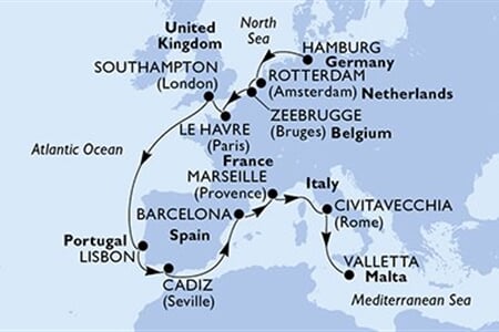 MSC POESIA - Německo, Nizozemí, Belgie, Francie, Velká Británie, ... (Hamburk)