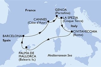 MSC Grandiosa - Itálie, Španělsko, Francie (z Janova)